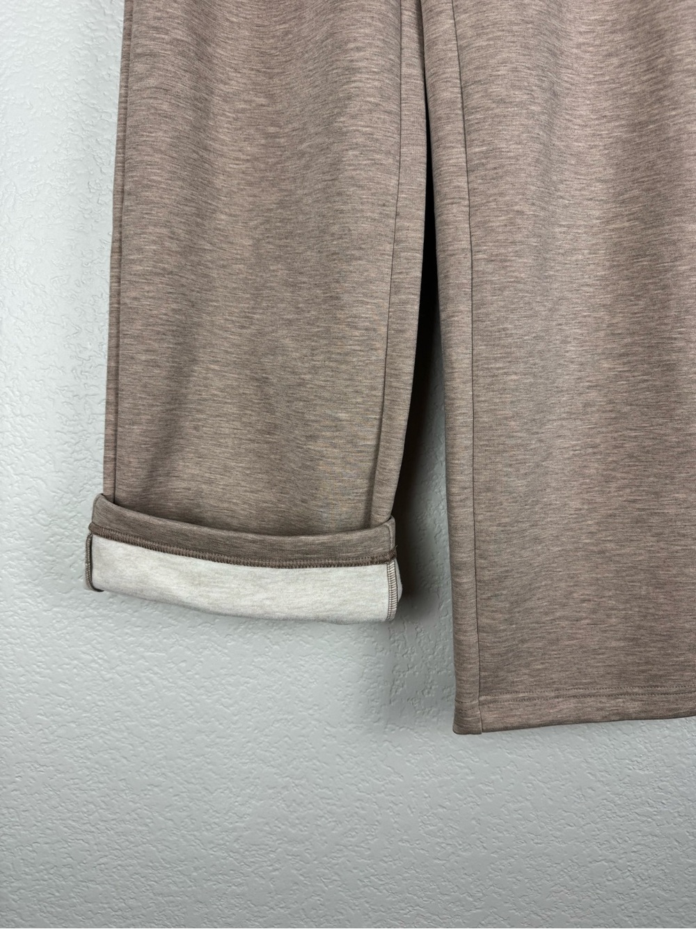 OGL Heather Taupe Stretchy Mid Rise Straight Leg Pull-on Pants with Pockets - Picture 9 of 13